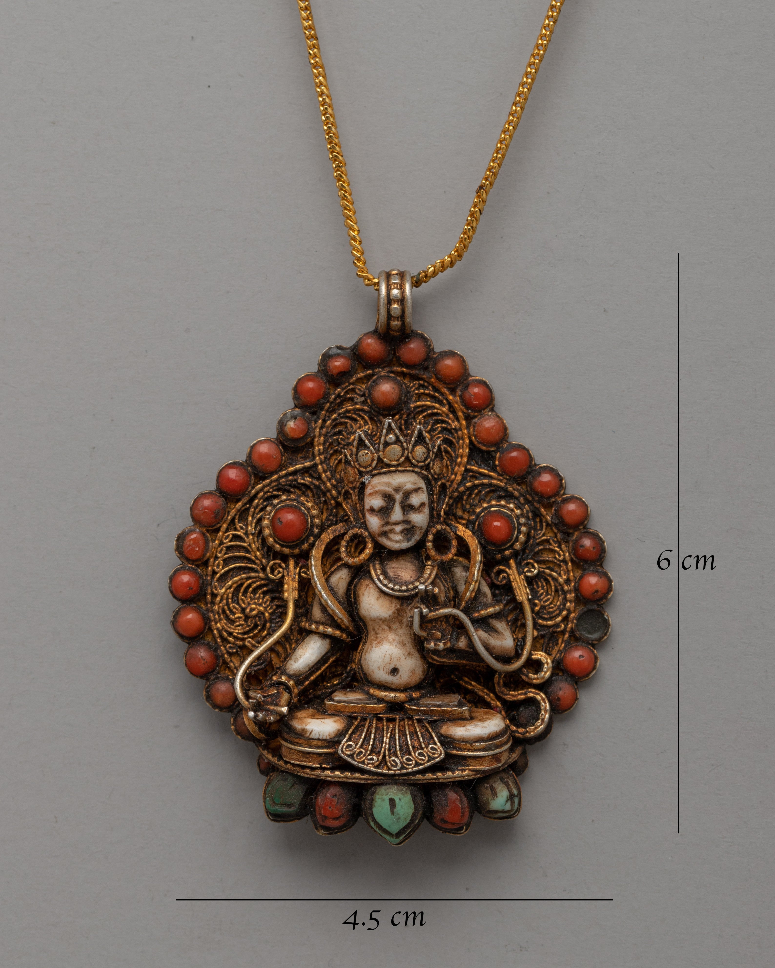 Gold-Plated Filigree Locket | Copper Pendant with White Conch