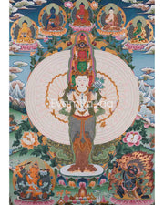 1000 Armed Chengrezig | Surrounded by 5 Buddhas, Manjushri, and Vajrapani |