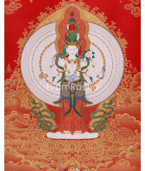 Large Hand-Painted 1000 Armed Avalokiteshvara Thangka