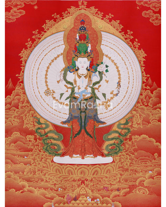 Large Hand-Painted 1000 Armed Avalokiteshvara Thangka