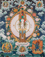 Thousand-Armed Chenresig Thangka Print | Bodhisattva of Compassion | Artwork Of Avalokiteshvara
