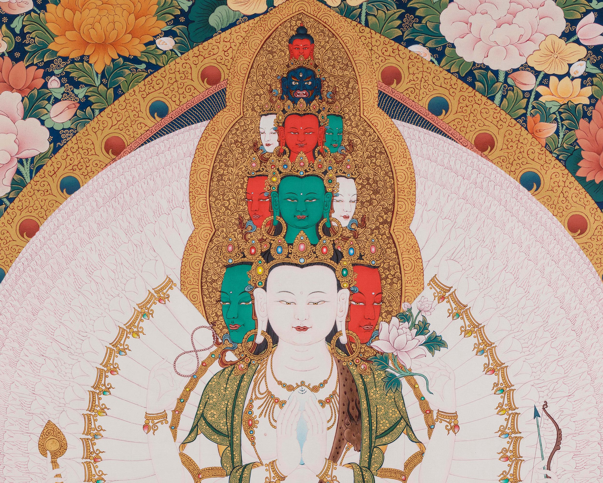 Thousand-Armed Chenresig Thangka Print | Bodhisattva of Compassion | Artwork Of Avalokiteshvara