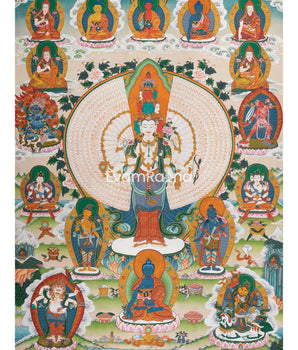 1000-Armed Chenrezig Thangka Print