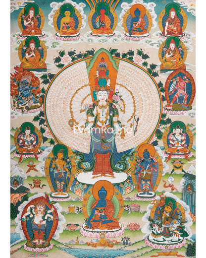 1000-Armed Chenrezig Thangka Print