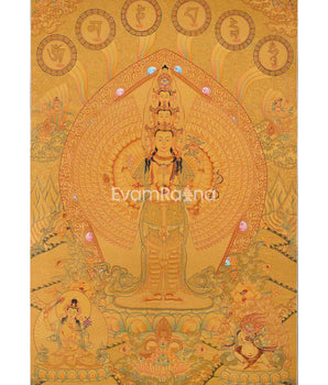 Full Gold 1000 Armed Lokeshvara Thanka