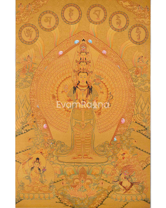 Full Gold 1000 Armed Lokeshvara Thanka