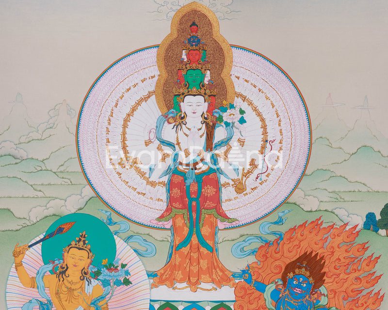 1000 Armed Chenrezig with Manjushri and Vajrapani | Compassion, Wisdom & Power