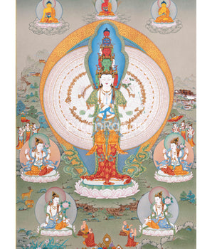 Handcrafted 1000-Armed Chenresig Thangka 