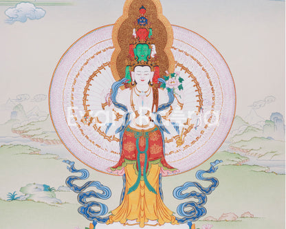 1000 Armed Chenrezig Bodhisattva Thangka | Divine Protection