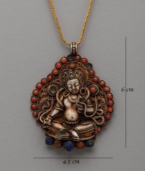 Gold-Plated Copper Locket | White Conch and Turquoise Stones