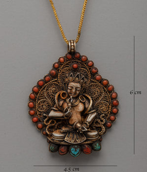 Copper Pendant Featuring Semi-Precious Stones | Locket with Turquoise and Coral