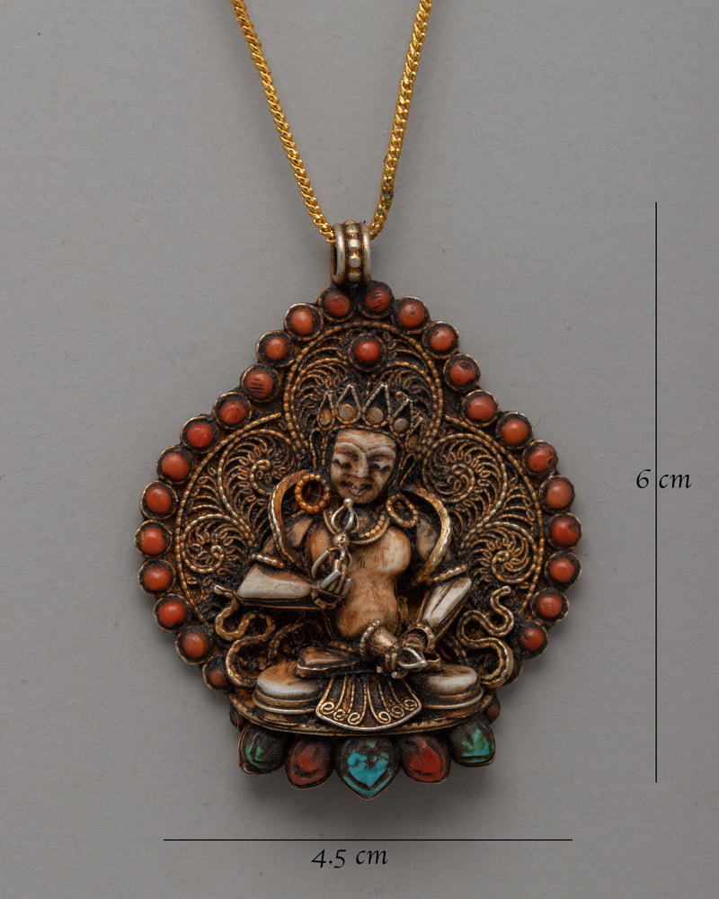 Copper Pendant Featuring Semi-Precious Stones | Locket with Turquoise and Coral