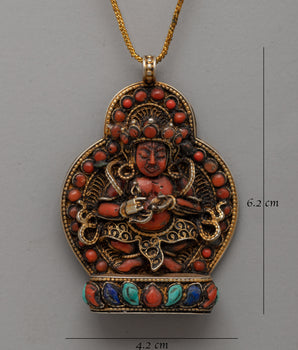 Handicraft Coral & Turquoise Pendant | Spiritual Filigree Jewelry