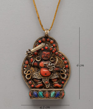 Gold-Plated Pendant with Coral & Turquoise | Design and Semi-Precious Stones