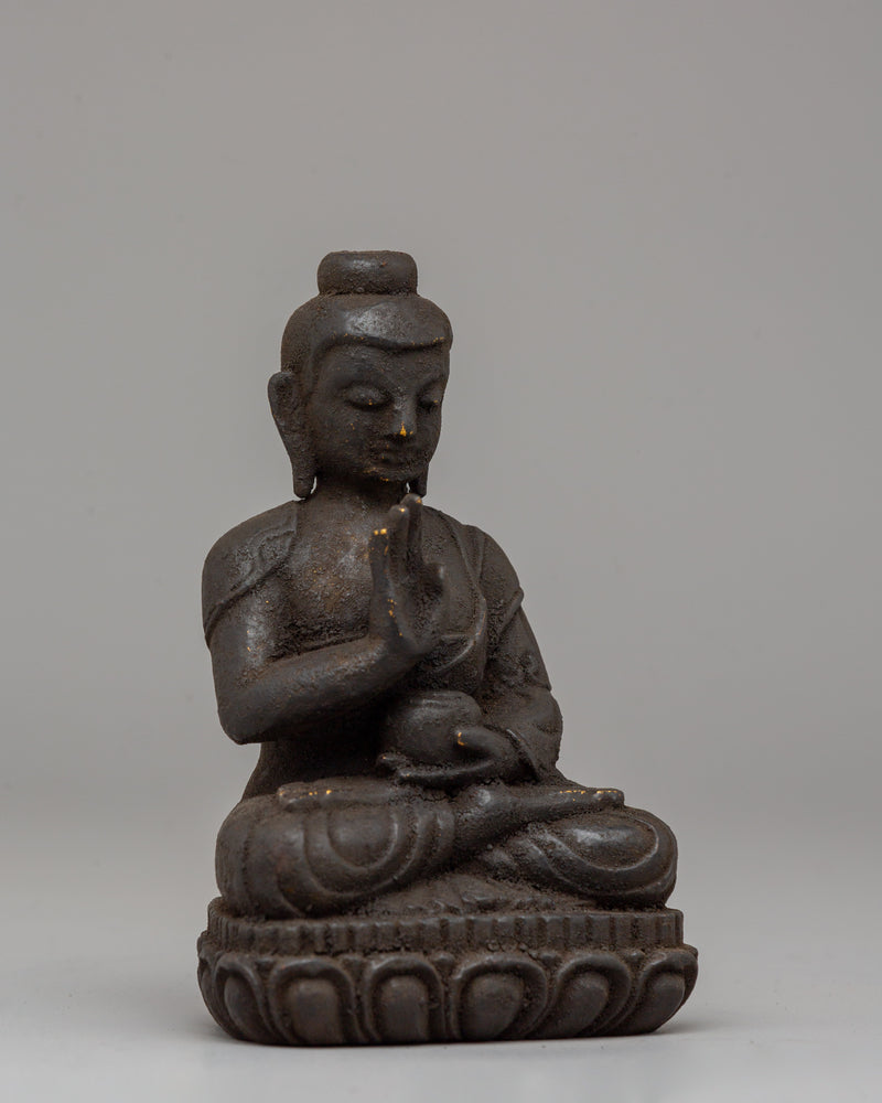 The Statue of Amogasiddhi Buddha | Handcrafted Wooden Buddha Sculpture"