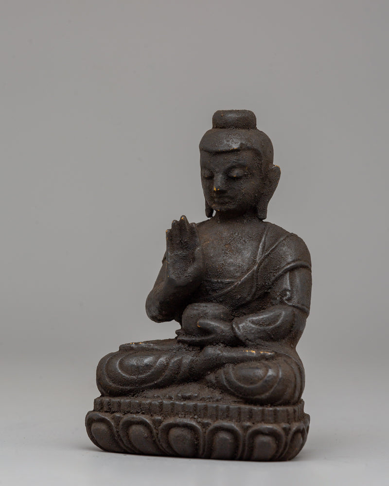 The Statue of Amogasiddhi Buddha | Handcrafted Wooden Buddha Sculpture"