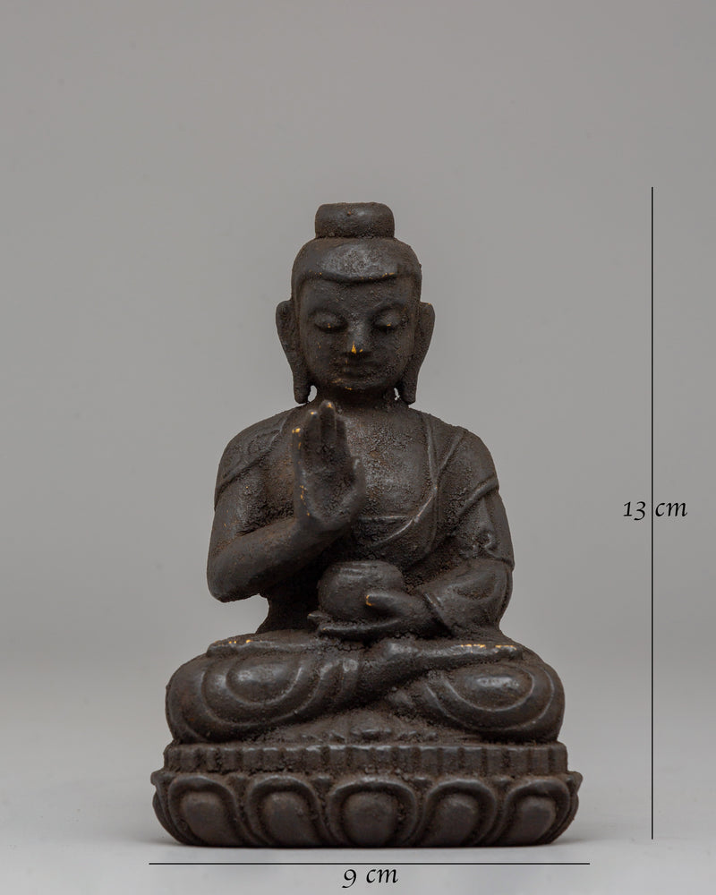 The Statue of Amogasiddhi Buddha | Handcrafted Wooden Buddha Sculpture"