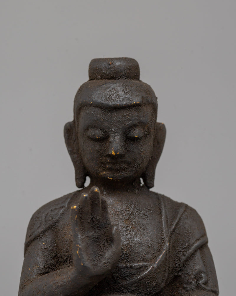 The Statue of Amogasiddhi Buddha | Handcrafted Wooden Buddha Sculpture"