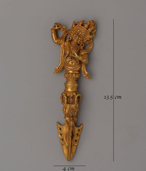 Gold-Plated Ritual Phurba for Tibetan Practices | Meditation Tool, Sacred Altar Artifact