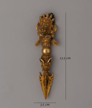 Tibetan Gold Phurba Dagger | Ritual Artifact for Meditation and Spiritual Protection