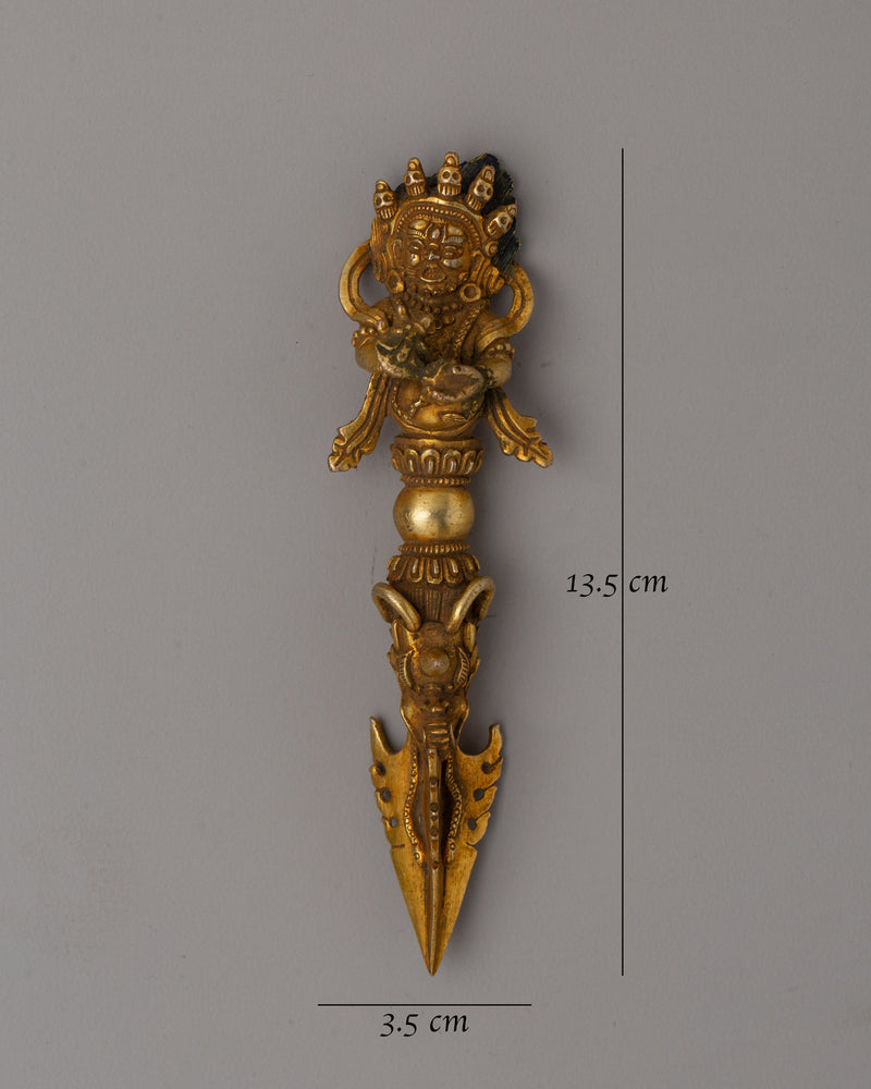 Tibetan Gold Phurba Dagger | Ritual Artifact for Meditation and Spiritual Protection