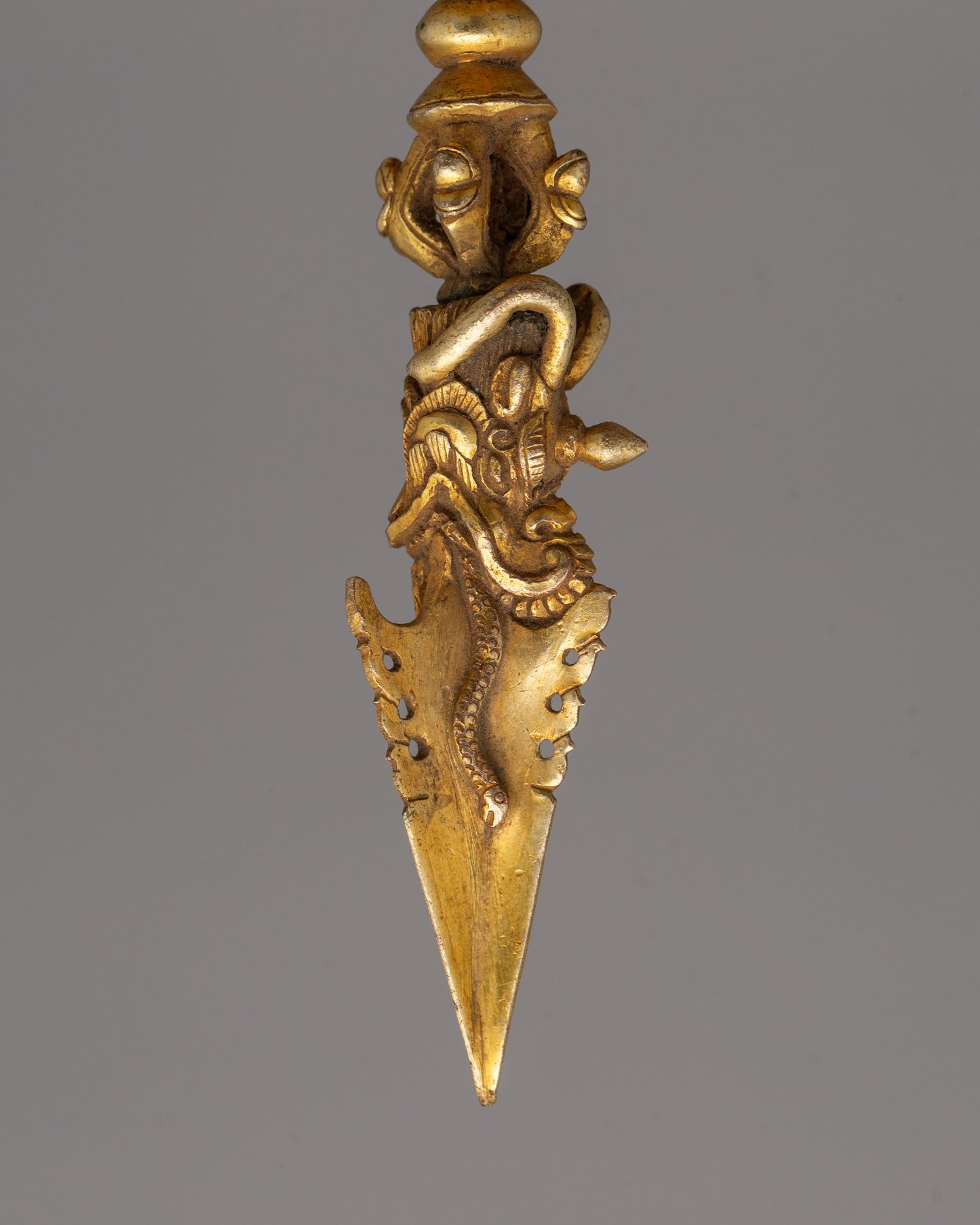 Gold-Plated Tibetan Phurba Dagger | Dagger for Spiritual Practices