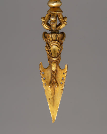 Gold-Plated Tibetan Phurba Dagger | Dagger for Spiritual Practices