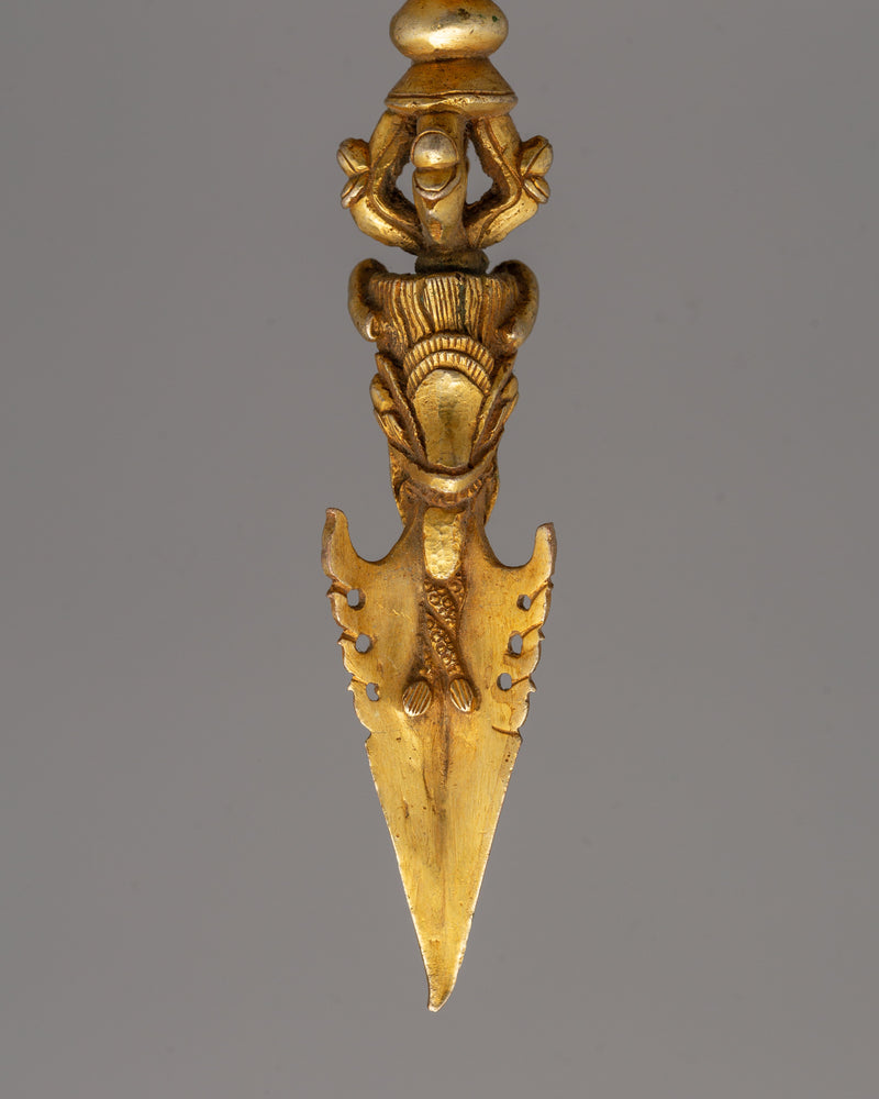 Gold-Plated Tibetan Phurba Dagger | Dagger for Spiritual Practices