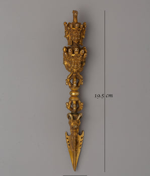 Gold-Plated Tibetan Phurba Dagger | Dagger for Spiritual Practices