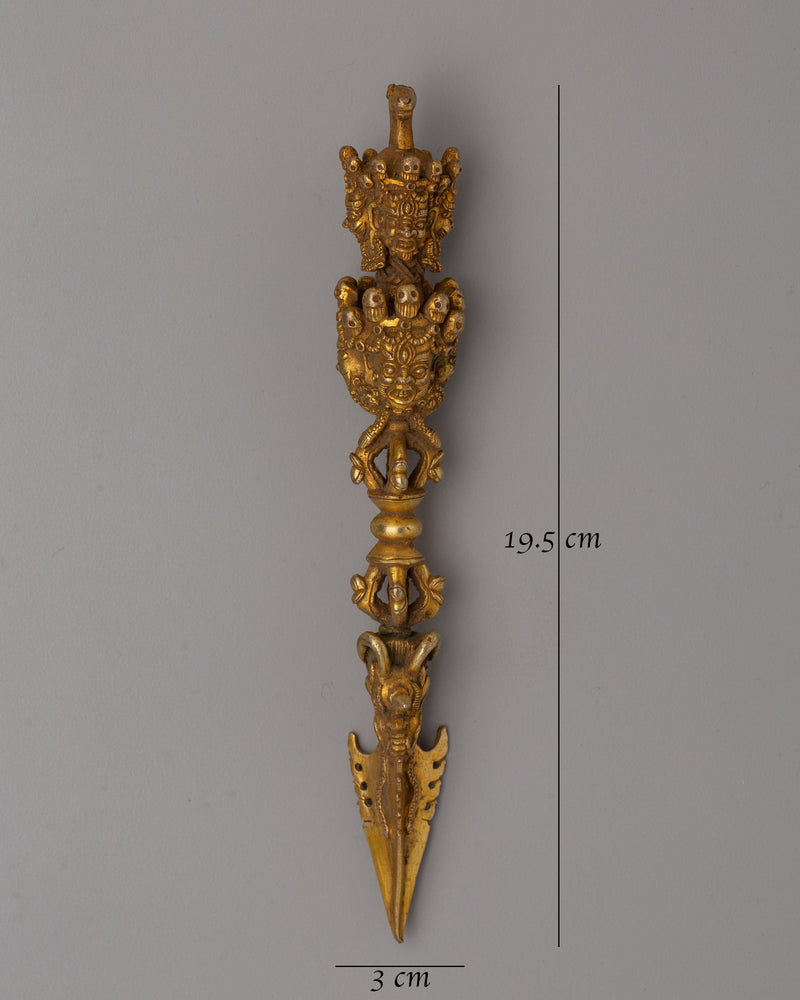 Gold-Plated Tibetan Phurba Dagger | Dagger for Spiritual Practices