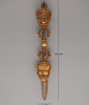 Tibetan Phurba with Crystal Blade |  Dagger with Coral, Turquoise