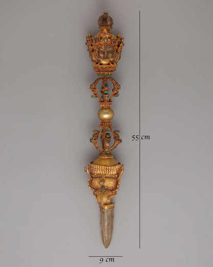 Tibetan Phurba with Crystal Blade |  Dagger with Coral, Turquoise