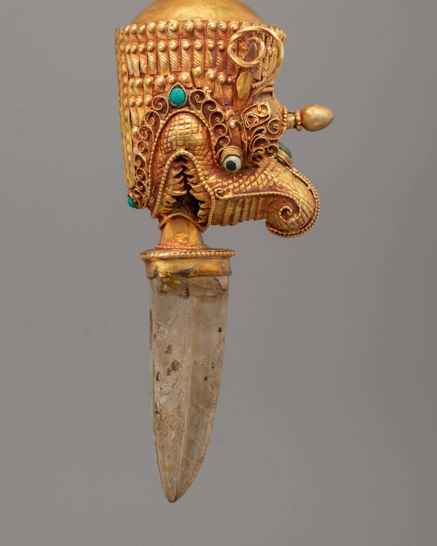 Tibetan Phurba with Crystal Blade |  Dagger with Coral, Turquoise