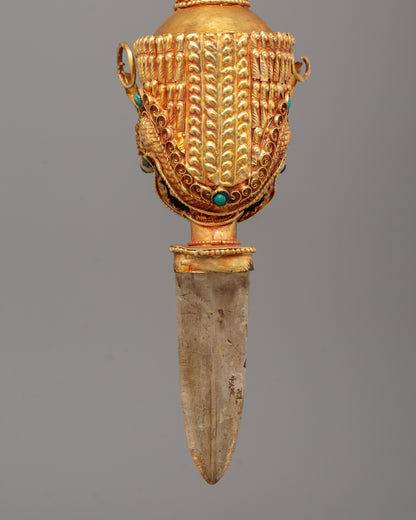 Tibetan Phurba with Crystal Blade |  Dagger with Coral, Turquoise