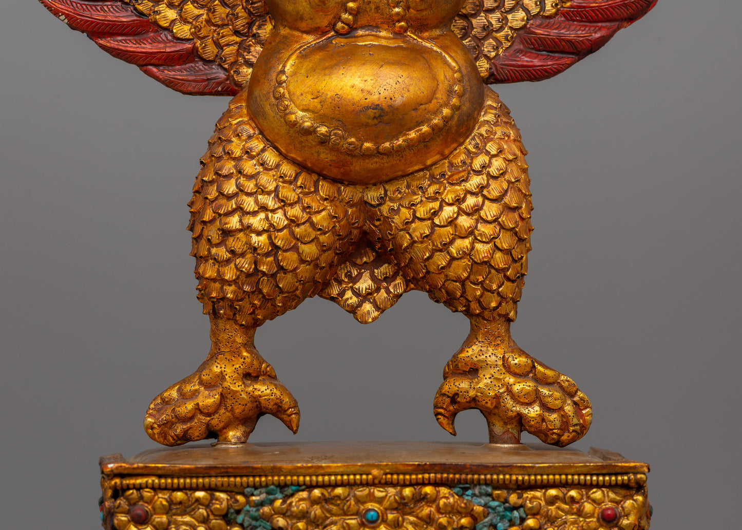 Handcrafted Gold-Plated Garuda Statue | Buddhist Guardian Deity for Sacred Décor