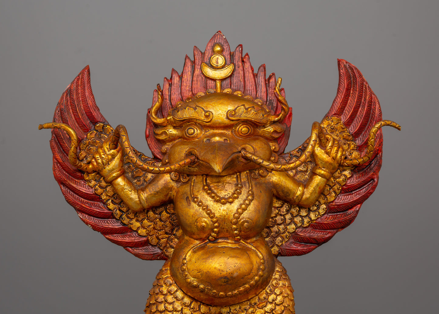 Handcrafted Gold-Plated Garuda Statue | Buddhist Guardian Deity for Sacred Décor