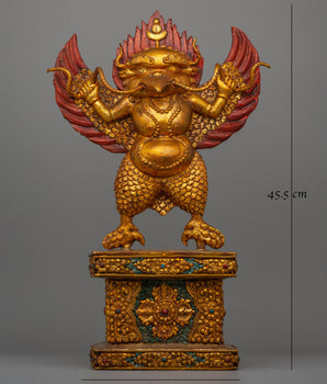 Handcrafted Gold-Plated Garuda Statue | Buddhist Guardian Deity for Sacred Décor