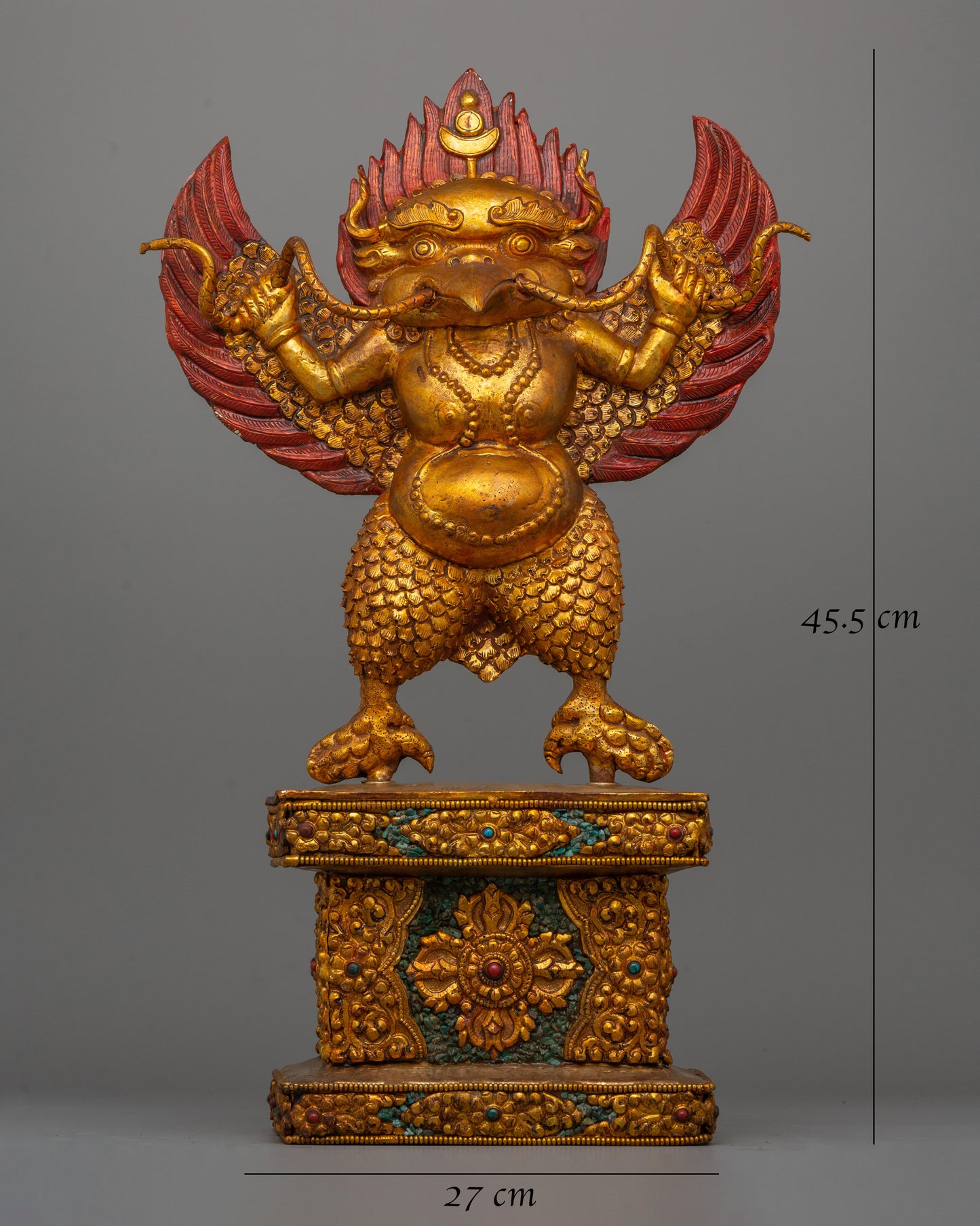 Handcrafted Gold-Plated Garuda Statue | Buddhist Guardian Deity for Sacred Décor