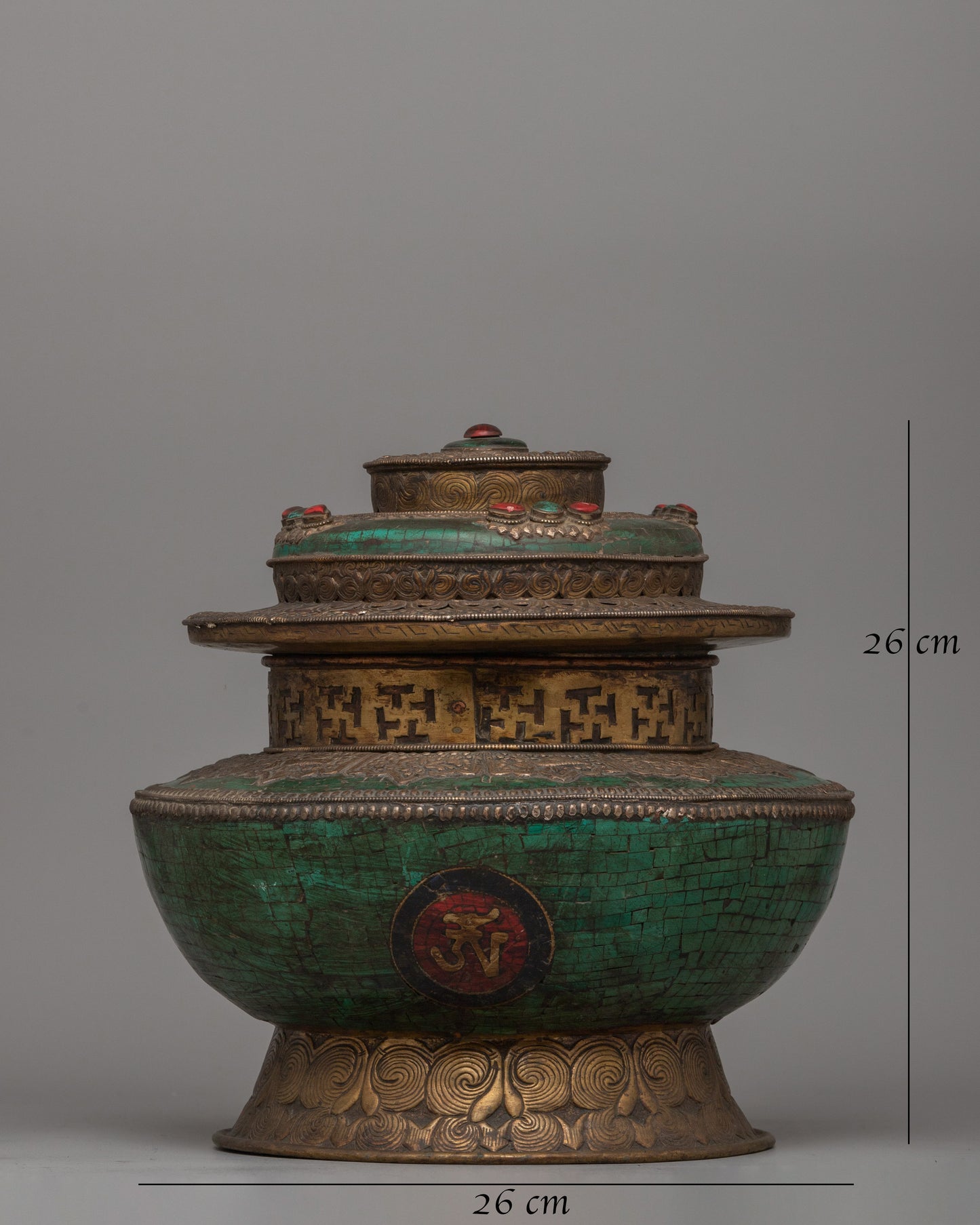 Antique-Style Tibetan Ritual Pot | Copper Body with Brass