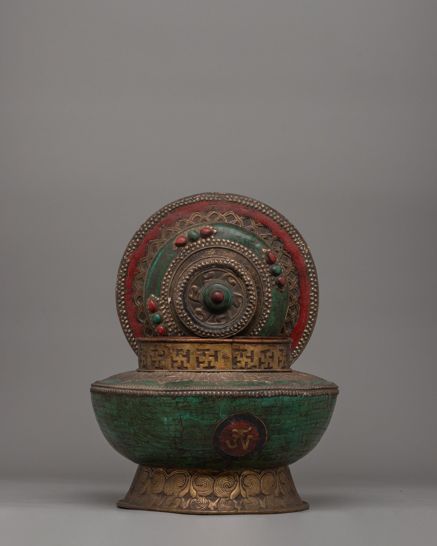 Antique-Style Tibetan Ritual Pot | Copper Body with Brass