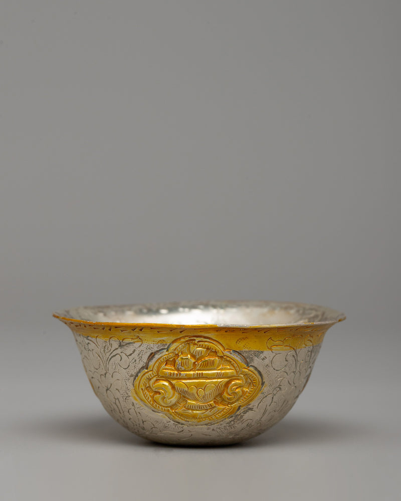 Gold & Silver-Plated Tibetan Offering Bowls | Ritual Bowls for Altar Décor