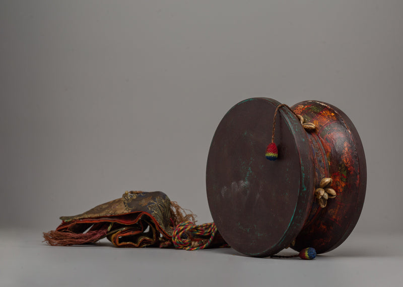 Hand-made Wooden DamaruWooden Damaru | Himalayan Spiritual Drum for Ceremonial Use