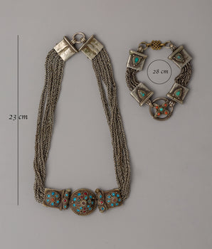 Tibetan Chain Necklace & Bracelet | Jewelry of Himalayan Tradition