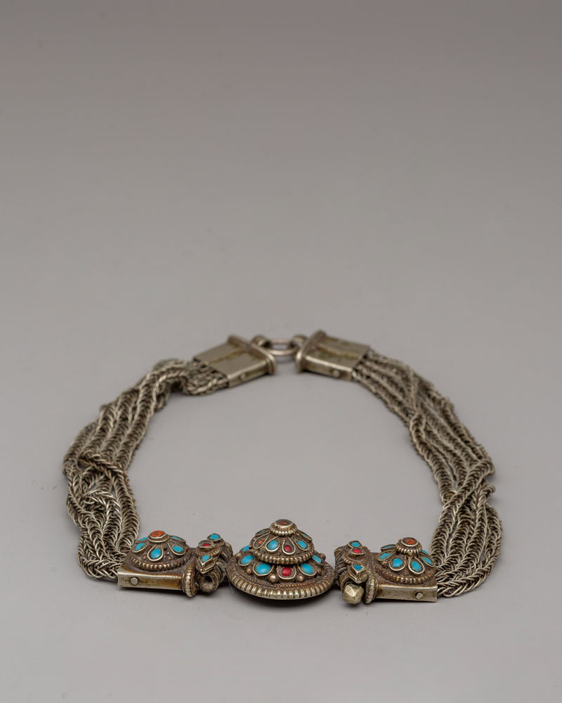 Tibetan Chain Necklace & Bracelet | Jewelry of Himalayan Tradition