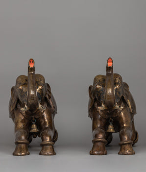 Two Statue Elephant Bronze Made | Oxidized Bronze Art Of