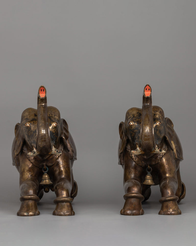 Two Statue Elephant Bronze Made | Oxidized Bronze Art Of