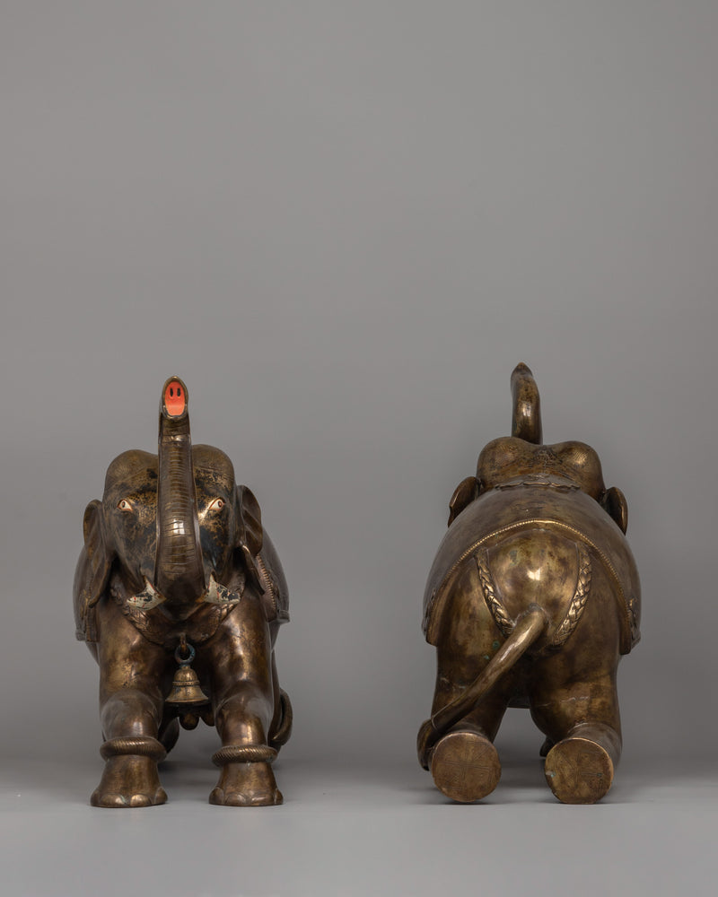 Two Statue Elephant Bronze Made | Oxidized Bronze Art Of