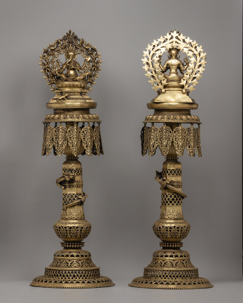 Typical Nepali Oil Lamp Set | Traditional Buddhist Ritual Décor