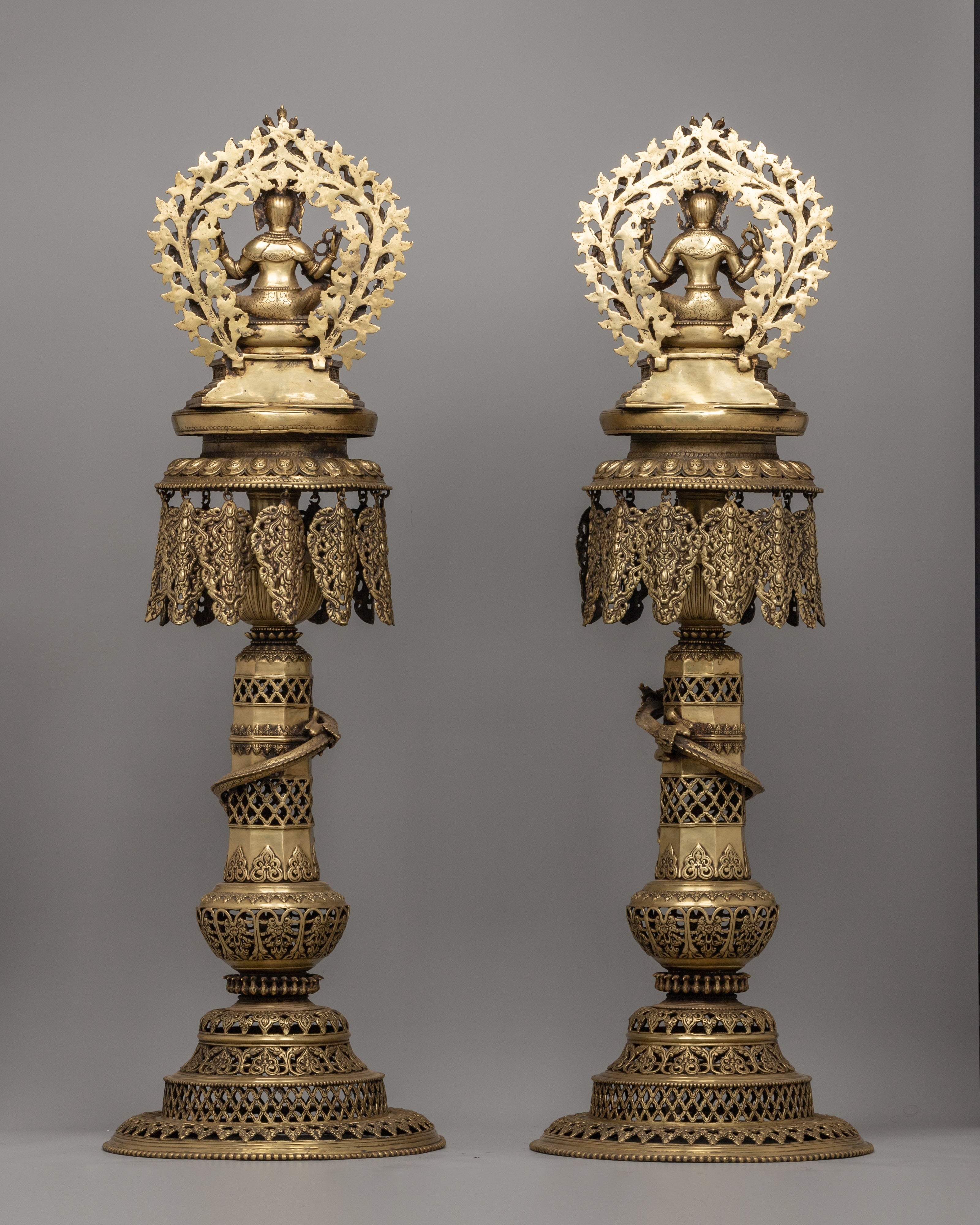 Typical Nepali Oil Lamp Set | Traditional Buddhist Ritual Décor