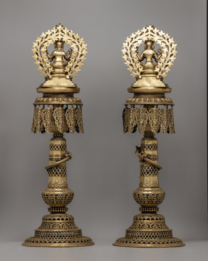 Typical Nepali Oil Lamp Set | Traditional Buddhist Ritual Décor